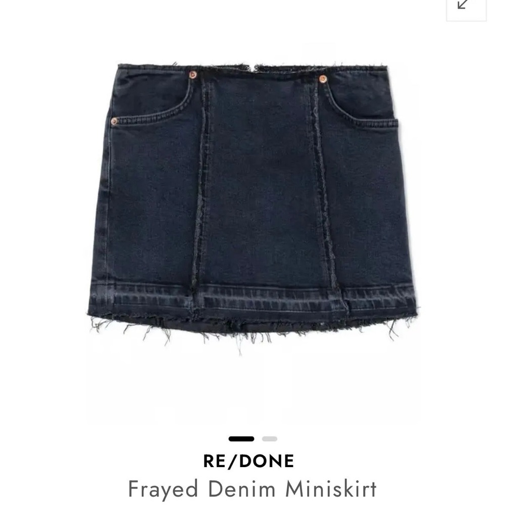 RE/DONE Black Frayed Denim Miniskirt